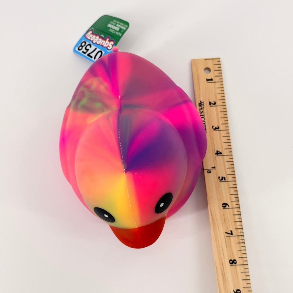 Toymendous Squeeezy Rubber Duck Kids OS Pnk Yellow Purple Marble Sensory Toy NWT - Picture 6 of 9